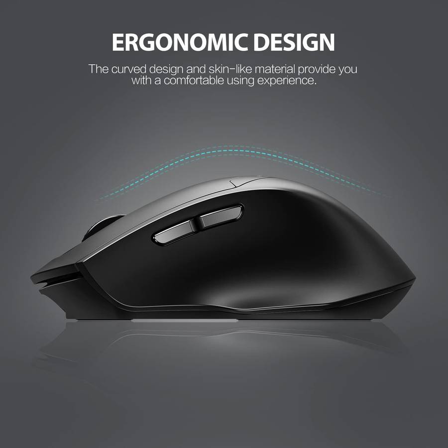 Inphic DR01 Bluetooth 3 Mode Wireless Mouse Charging Quiet Office Game Laptop Computer Home Use(Blac