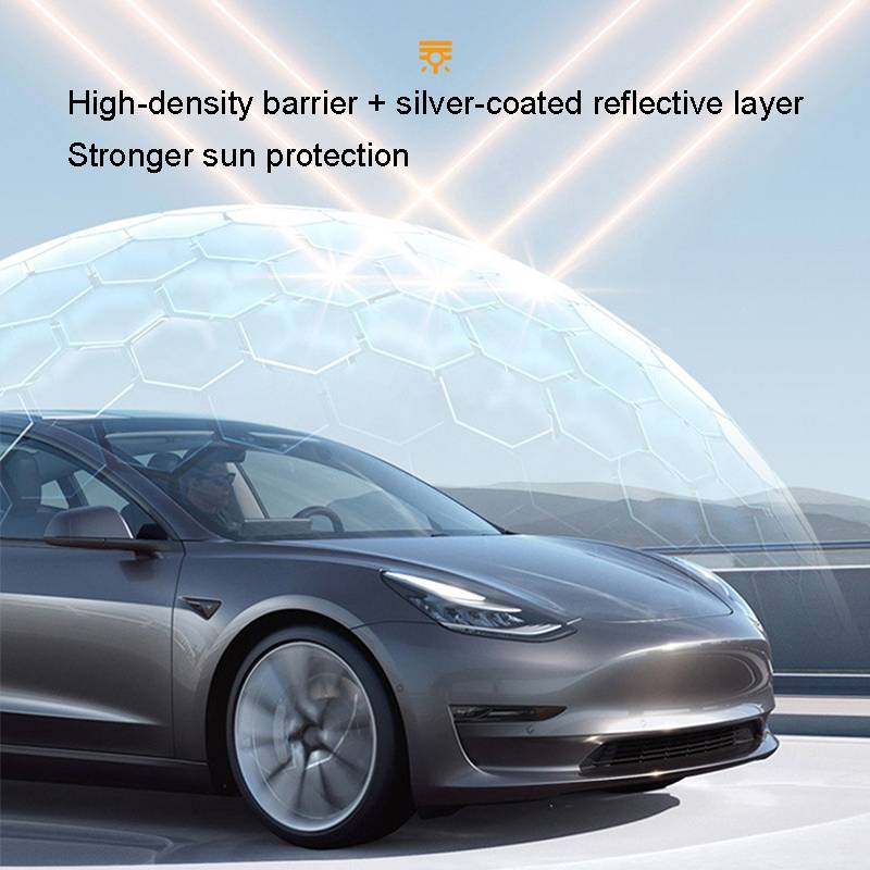 3pcs /Set For Tesla Model Y Ice Crystal Sunshade Car Roof Front And Rear Sunroof Shade(Black)