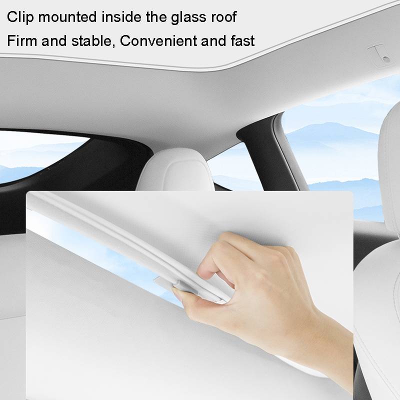 3pcs /Set For Tesla Model Y Ice Crystal Sunshade Car Roof Front And Rear Sunroof Shade(Black)