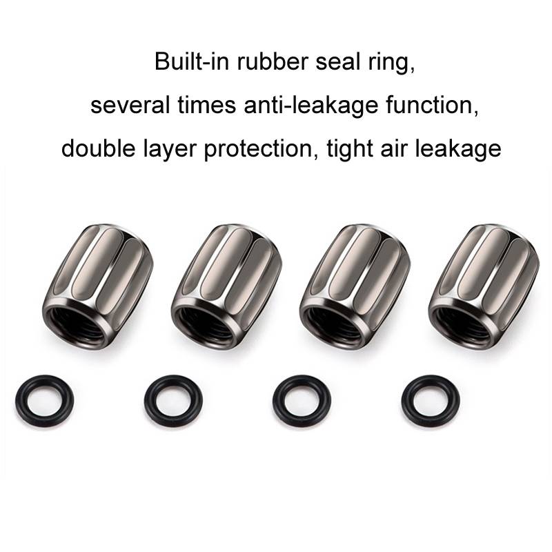 4pcs/set Metal Anti-theft Tyre Core Valve Personalised Conversion Cap, Color: Titanium Black