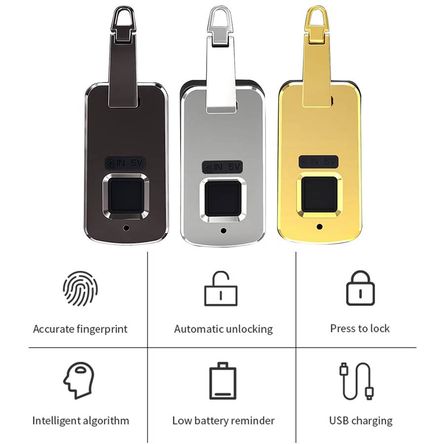 Embedded Luggage Fingerprint Lock USB Charging Super Long Standby Smart Lock(Silver Black)