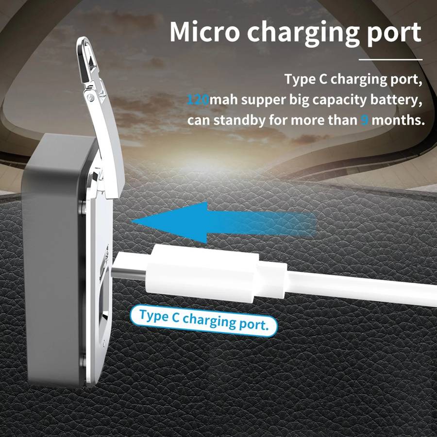 Embedded Luggage Fingerprint Lock USB Charging Super Long Standby Smart Lock(Silver Black)