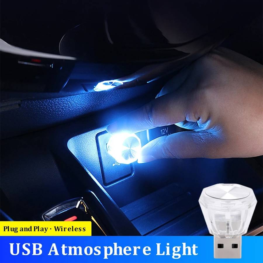 Car Diamond Model USB Ambient Light Charge-Free Plug And Play LED Decorative Lights(Colorful)