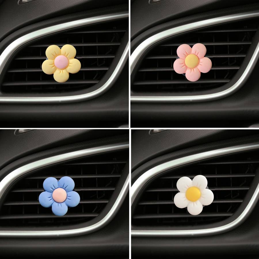 Candy-colored Ffive-petal Flower Car Air Vent Aromatherapy Decorative Clip, Color: Blue