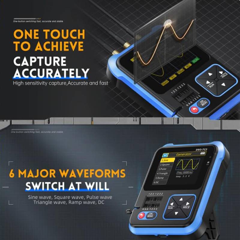 FNIRSI 3 In 1 Handheld Digital Oscilloscope LCR Transistor Tester, Specification: Standard