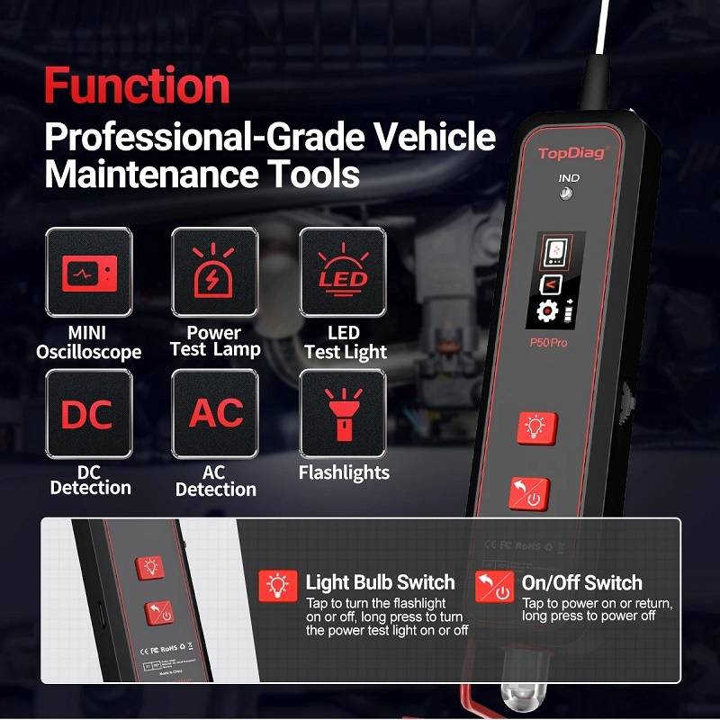 JDiag Mini Circuit Tester AC/DC Detection Multi-function Oscilloscope(P50 Pro)