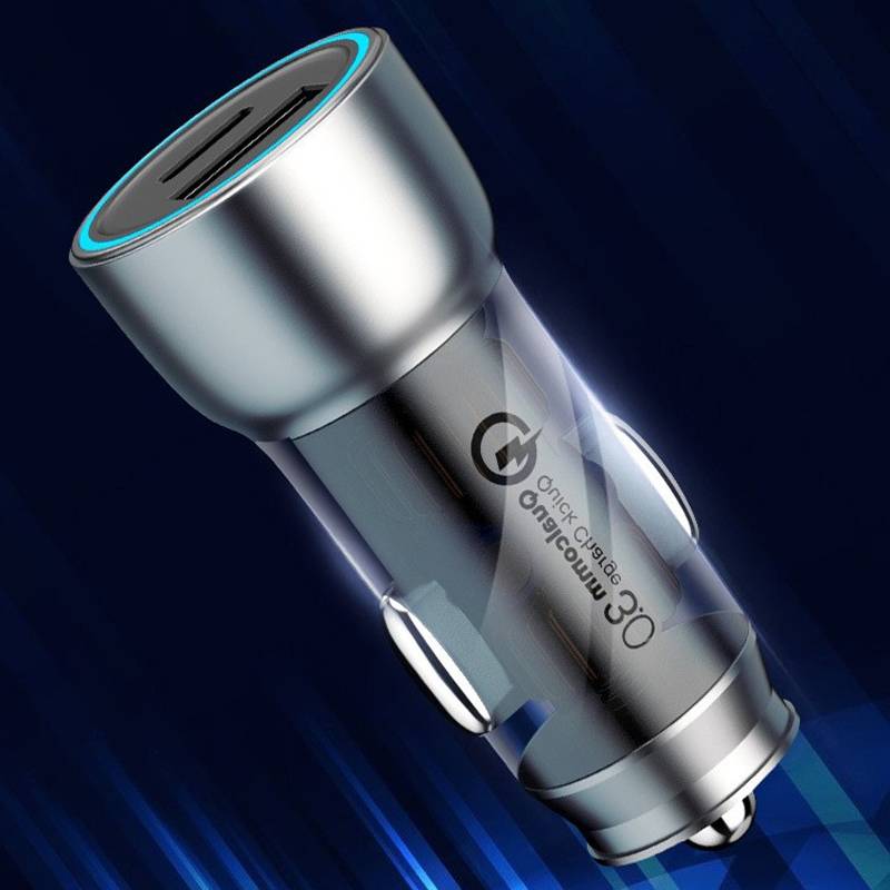 QIAKEY Vehicle Dual Port Fast Charging Charger One To Two Cigarette Lighter, Model: TK515 Blue