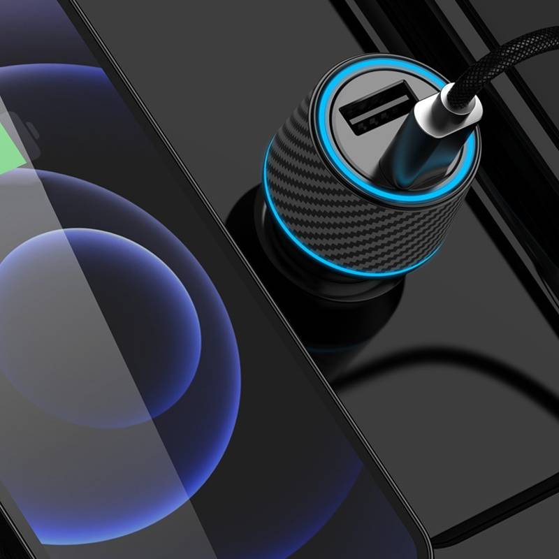 QIAKEY Dual Fast Charging Charger One To Two Cigarette Lighter, Size: TH219 48W(Black)