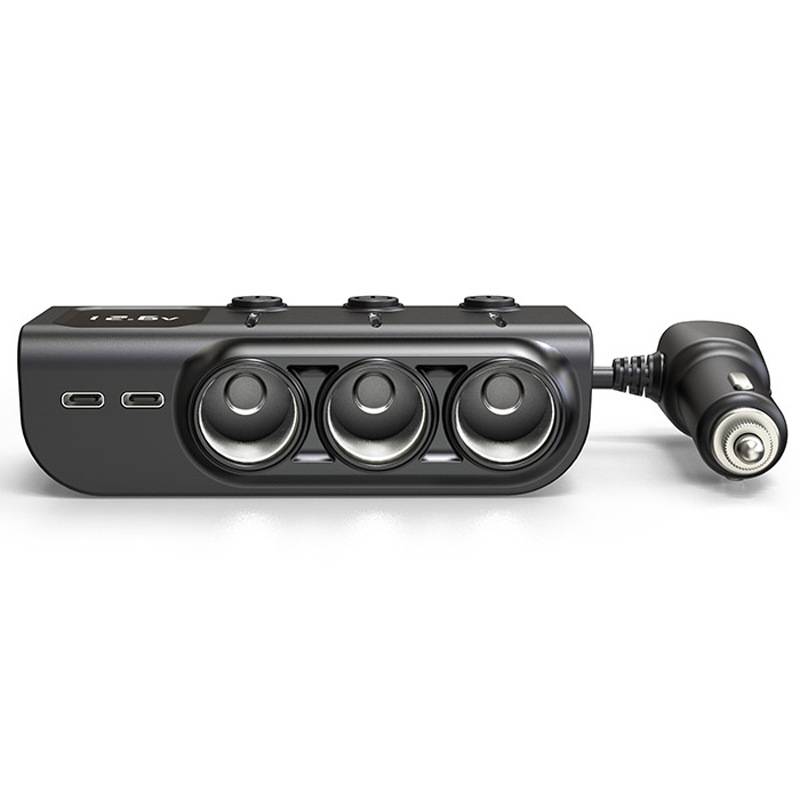 120W Digital Display Cigarette Lighter Car Fast Charging Charger(Black)