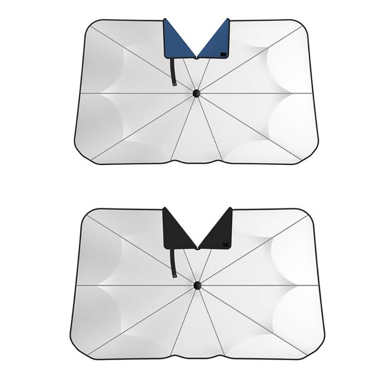 140x79cm Car Front Gear Opening Style Insulated Sun Protection Parasol(Blue Base Cloth)