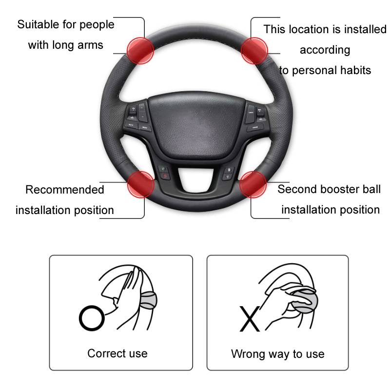 Steering Wheel One-Hand Turning Bearing Type Power-Saving Ball(Black)
