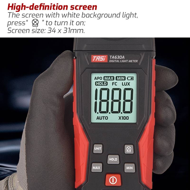 TASI TA630A Integrated Digital Light Meter Illuminance Lux Meter Backlight LCD Display 0.1-200000LUX