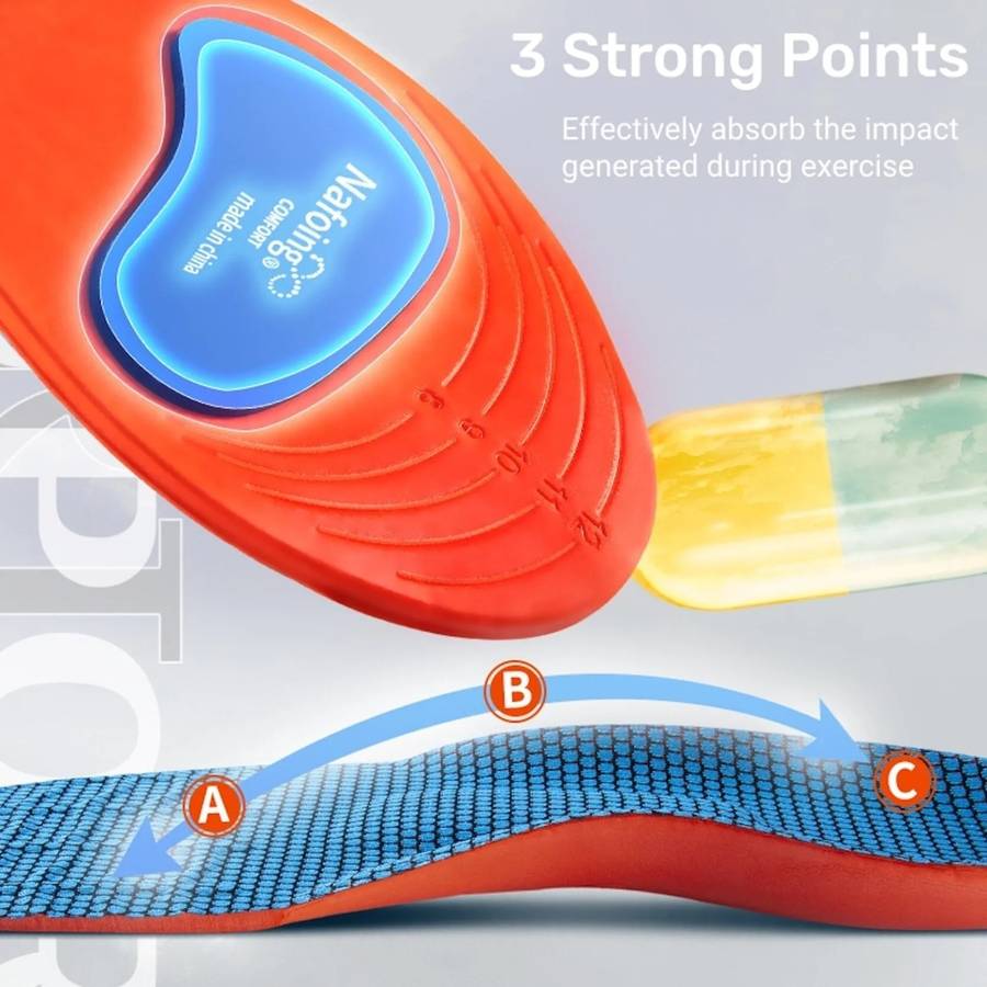 Sports Shock-absorbing Insoles Soft Bottom Sweat-absorbing Flat Arch Full Pad Heel Insoles, Siz