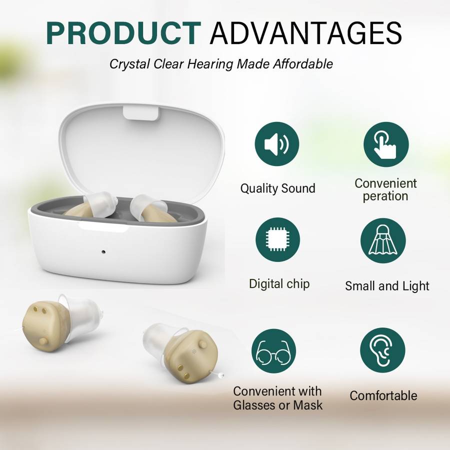 Z-68 In-ear TWS Invisible Hearing Aid Digital Sound Amplifier with Charging Box(Skin Color)