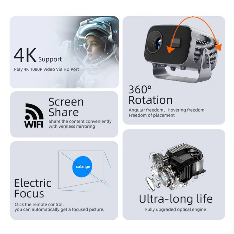 4K Smart Android Portable Projector EU Plug