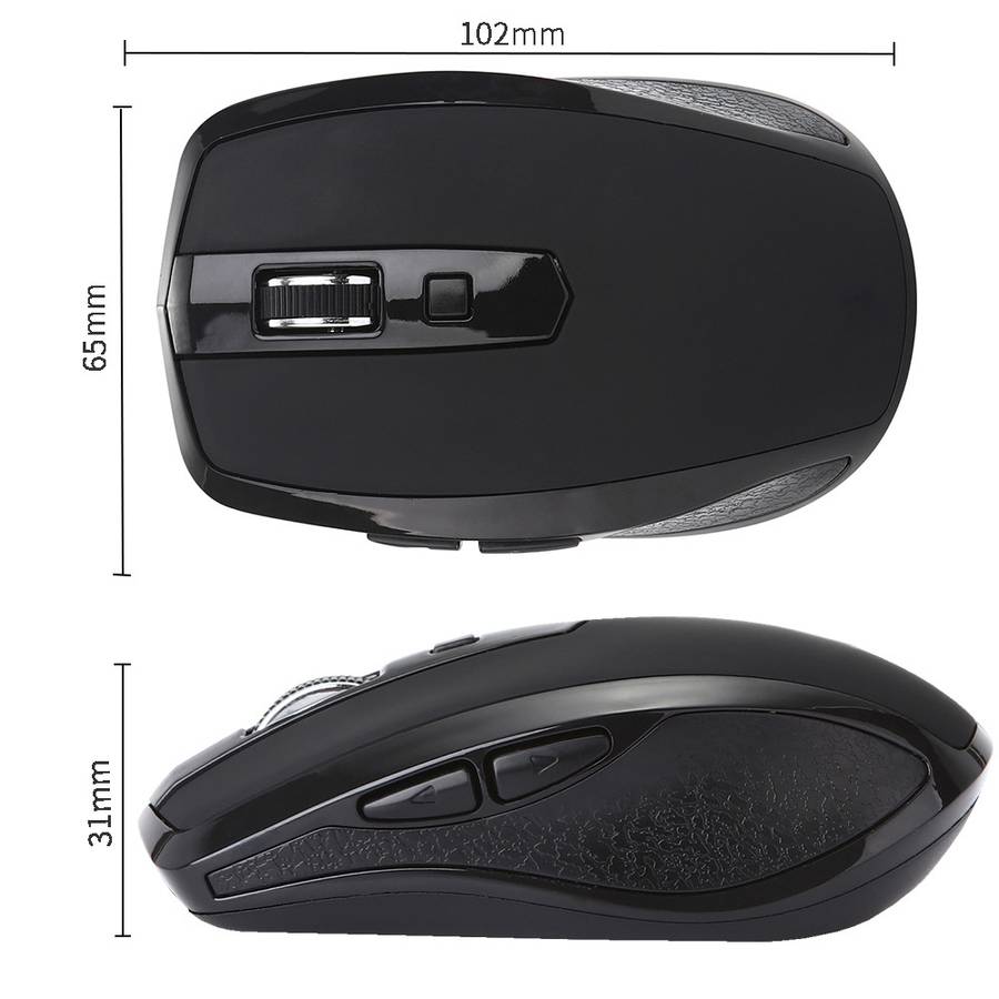 6-Keys Type-C/USB-C Laptop Office Game Silent Wireless Mouse(Black)
