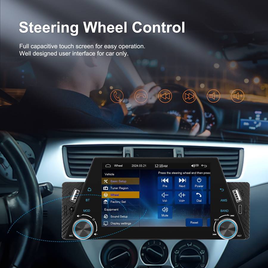 5-inch Single Din Car Multimedia Player Supports Mirror Link/Steering Wheel Control Standard Version