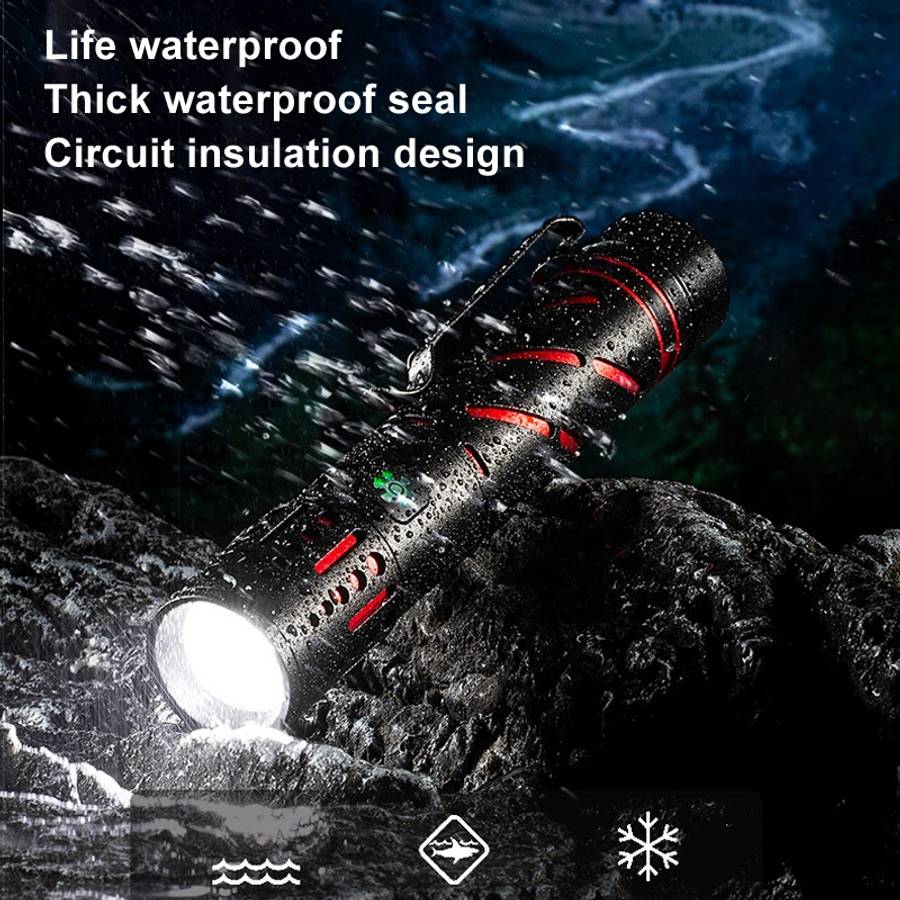 E-SMARTER XQ-S50 Mini Laser Flashlight Retractable Zoom Pen Clip LED Em ... (Battery Not Included)