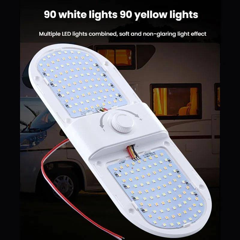 12-24V RV Light 180 LEDs 3-Color Temperature Dimmable Roof Light FC02