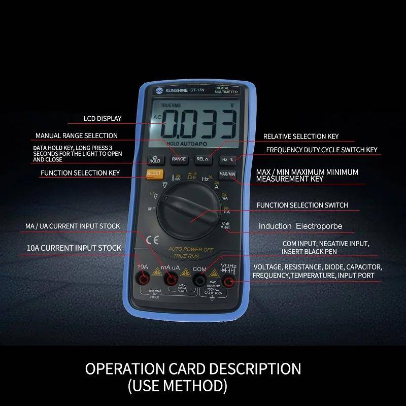 SUNSHINE DT-17N Auto Range Digital Multimeter LCD Display Tester Pen High Precision Measurement Of C