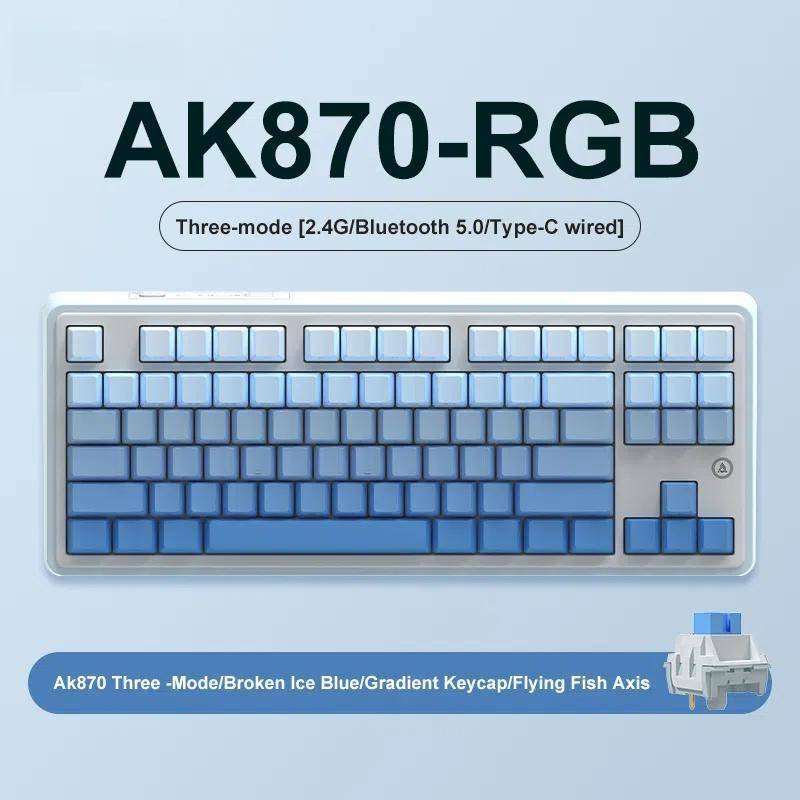 Ajazz AK870 Wireless Bluetooth Tri-mode Mechanical Keyboard RGB DIY Custom Hot Swap Gaming Keyboard,