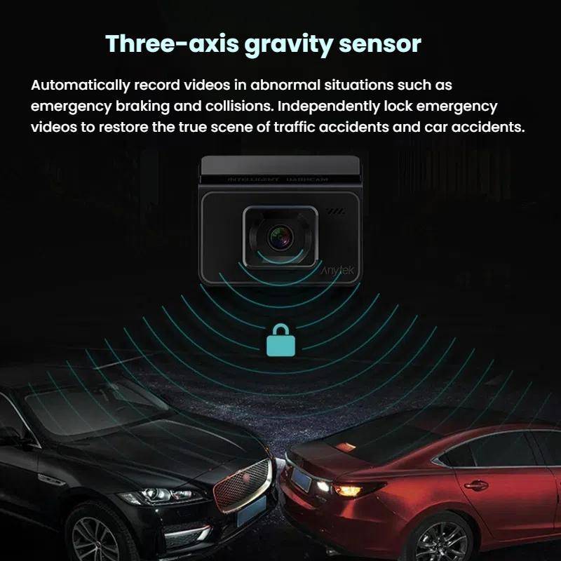 Anytek T2 PRO 3.0 Inch 2K HD Night Vision Recorder Hidden Car Camera Front And Rear Dual Recording(W