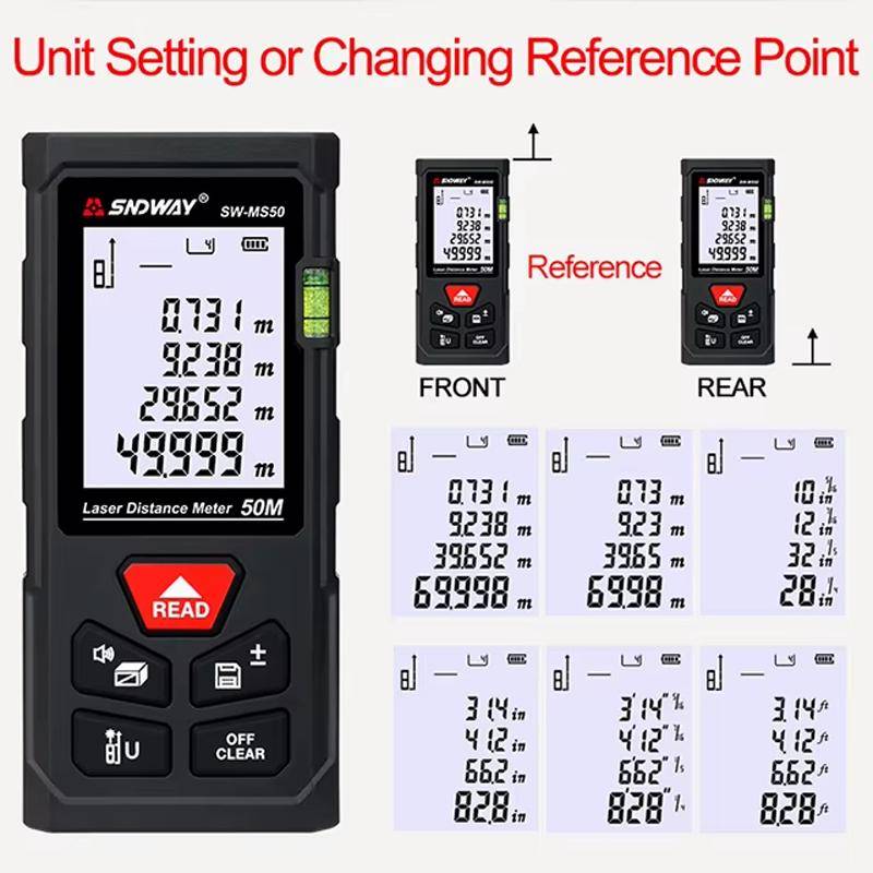 SNDWAY SW-MS50 50M Laser Distance Measuring Instrument High Precision Laser Ruler