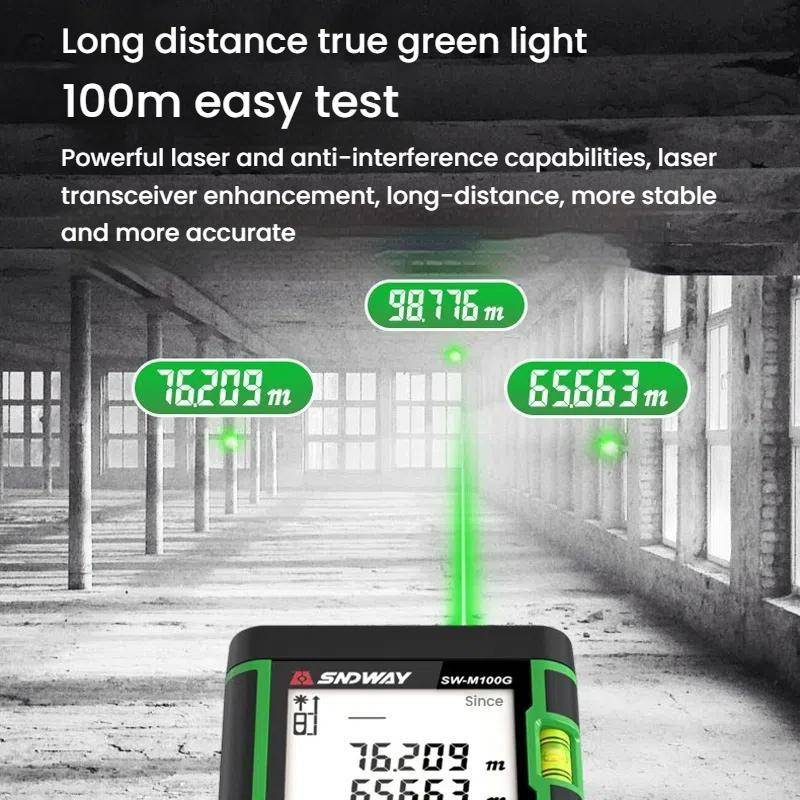 SNDWAY SW-M100G 100M Indoor Outdoor General Purpose Green Laser Range Finder