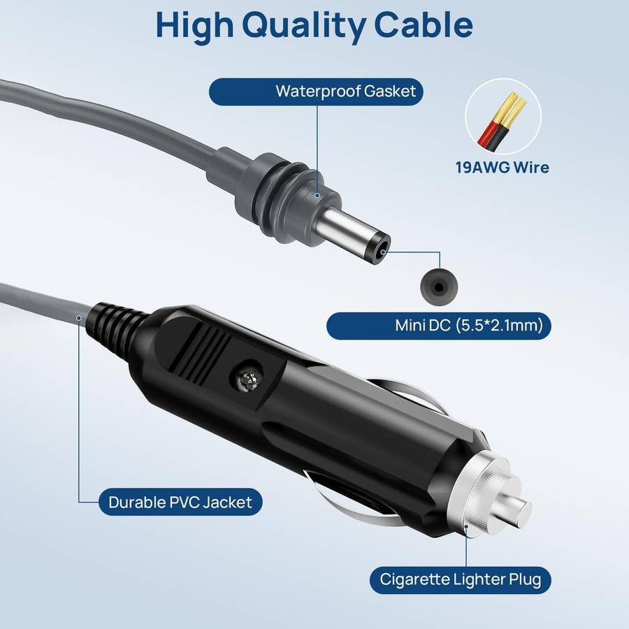 EDUP EP-SK0101 5m Mini Car Charger Cigarette Lighter To DC5.5 x 2.1mm Car Waterproof Power Cable