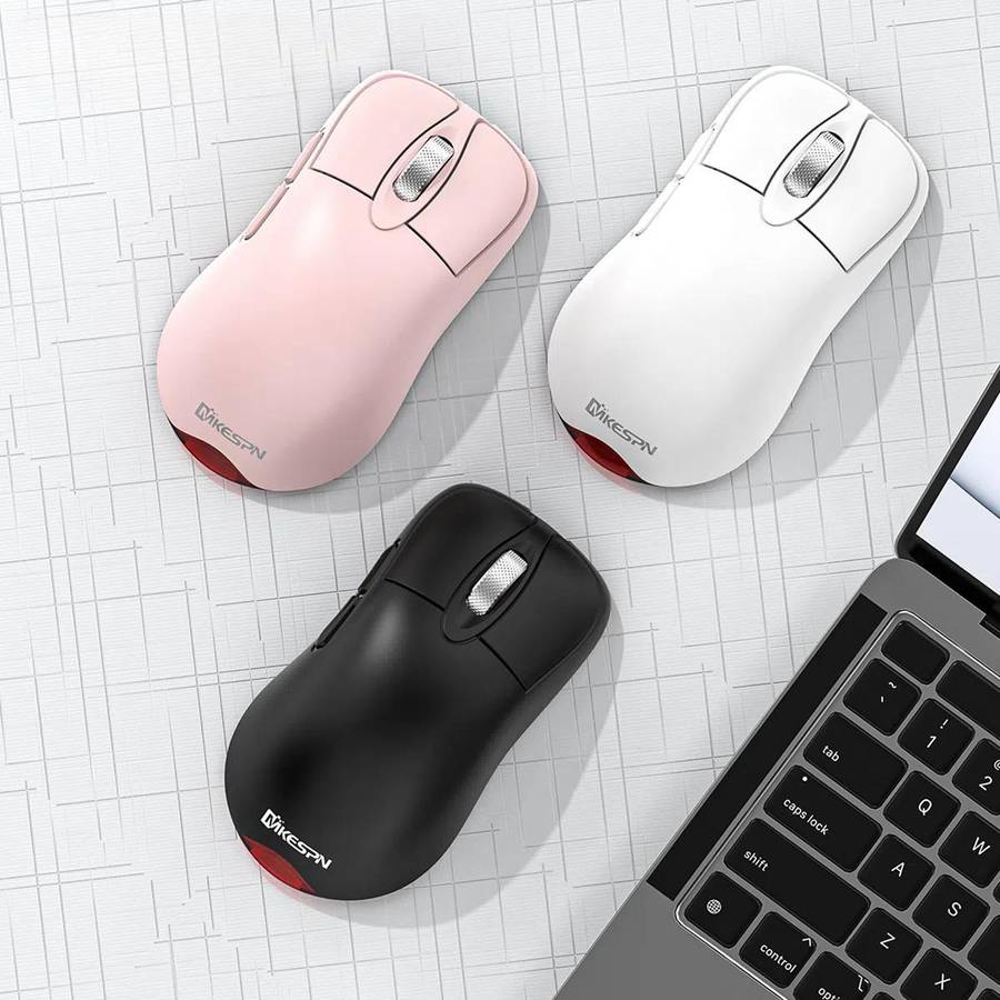 MKESPN Tri-Mode Wireless Gaming Mouse 24000 DPI, 6 RGB Lighting Modes, Rechargeable, Macro Programma
