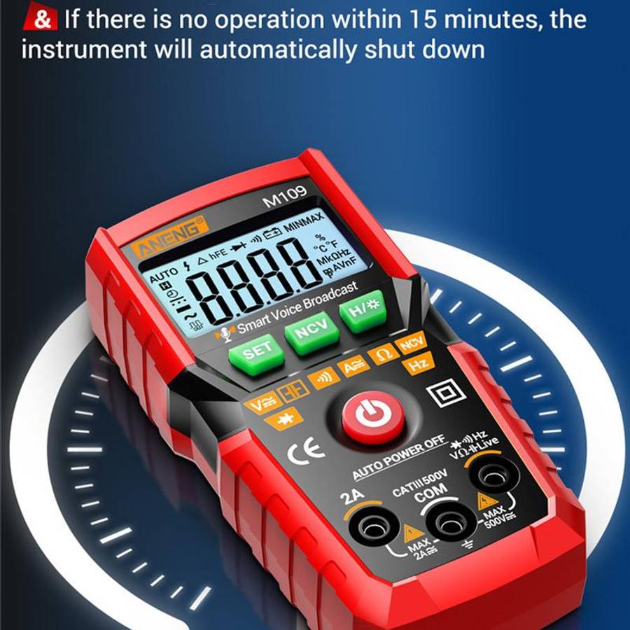 ANENG M109 Digital Multimeter With Voice Guide 4000 Counts, NCV Detection, Capacitance/Resistance/Vo