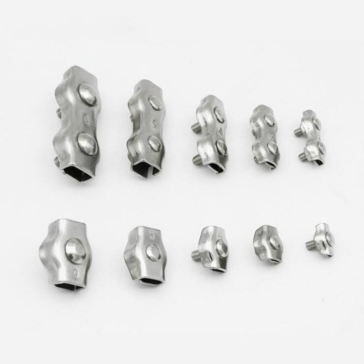 304 Stainless Steel Plate Single Clip Double Clamp Wire Rope Clamp, Specification:M8, Style:Double C