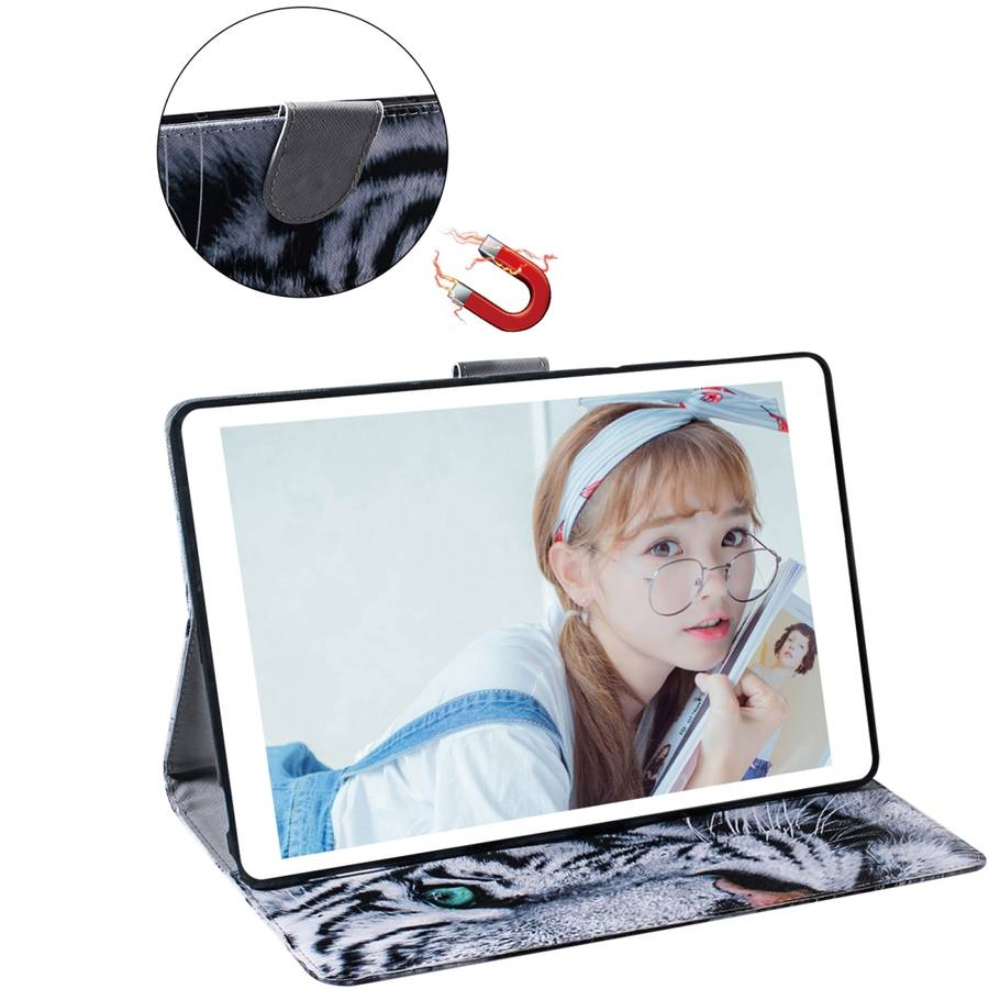 Tiger Pattern Horizontal Flip Leather Case for Huawei MediaPad M5 Lite 8 / Honor Tab 5, with Holde