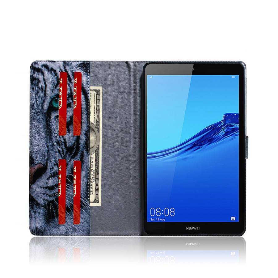 Tiger Pattern Horizontal Flip Leather Case for Huawei MediaPad M5 Lite 8 / Honor Tab 5, with Holde