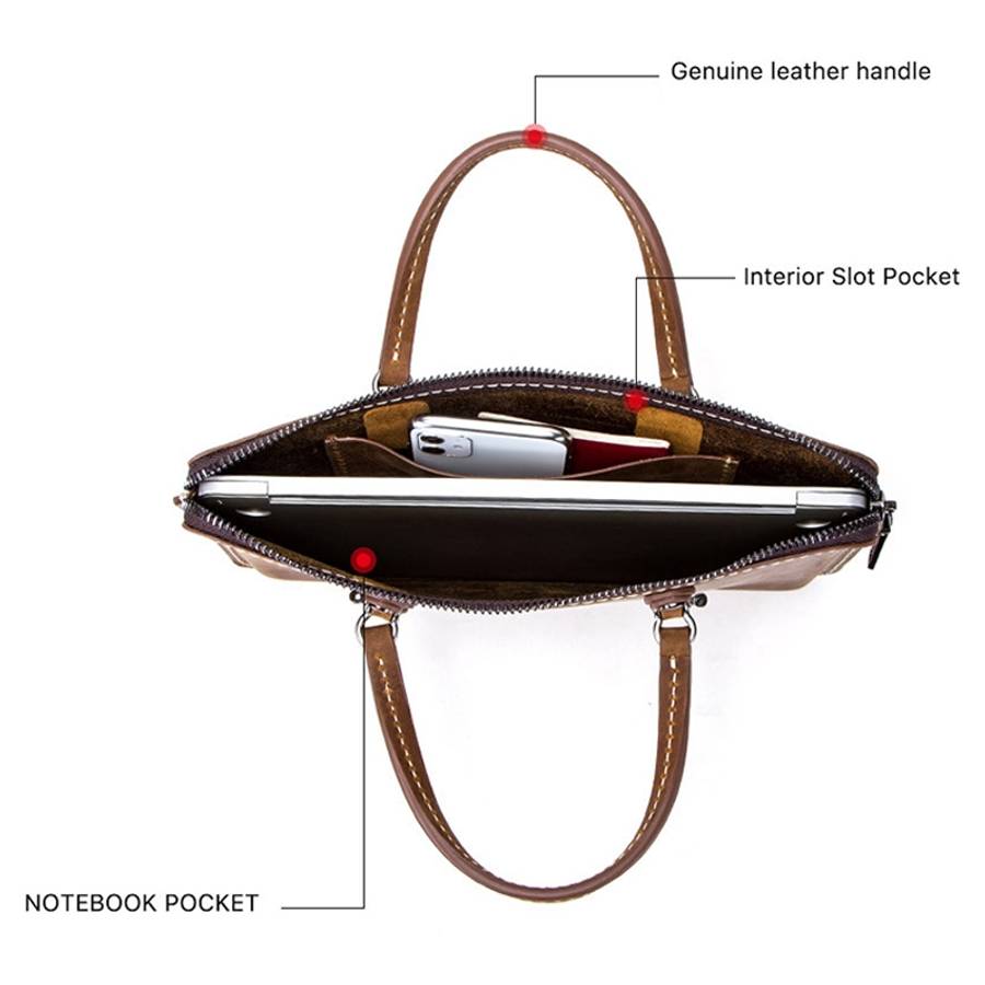 CF3004 For Macbook Pro 15 inch Retro Crazy Horse Texture Zipper Multifunctional Lapto ... (Coffee)