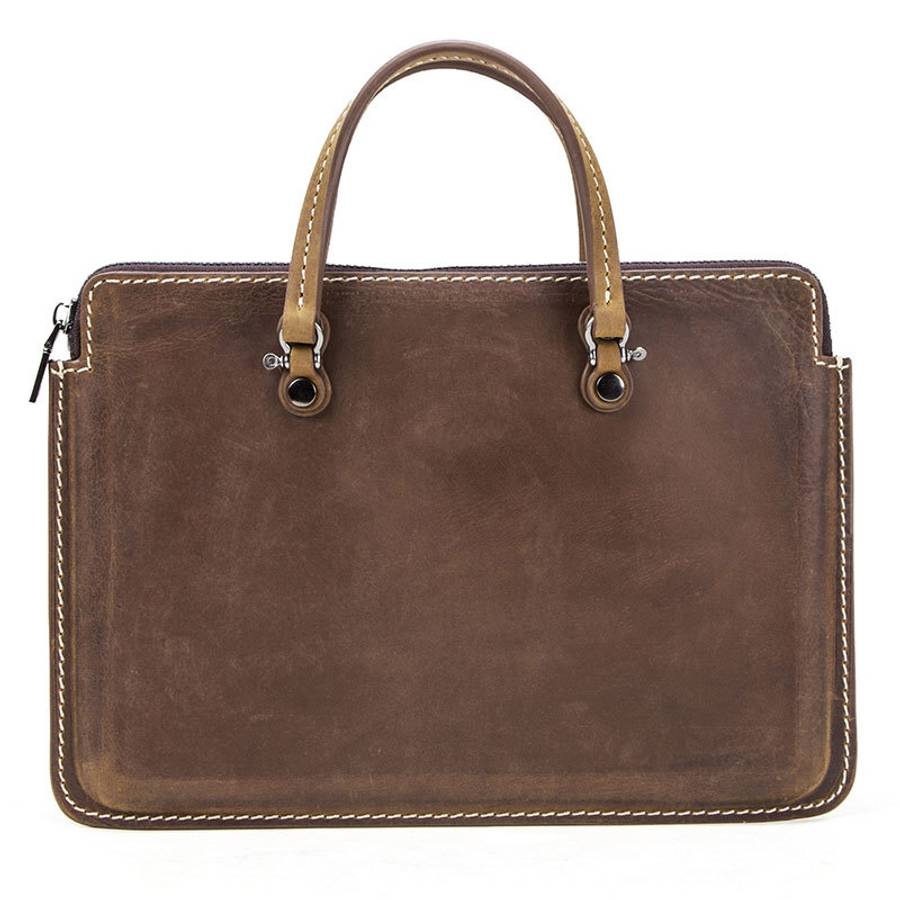 CF3004 For Macbook Pro 15 inch Retro Crazy Horse Texture Zipper Multifunctional Laptop ... (Brown)
