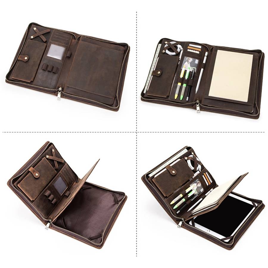 CF2015 For iPad Pro 11 / 10.5 / 9.7 inch Retro Crazy Horse Texture Zipper Multifunctio ... (Black)