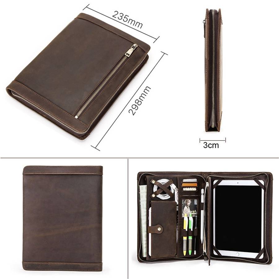 CF2015 For iPad Pro 11 / 10.5 / 9.7 inch Retro Crazy Horse Texture Zipper Multifunctio ... (Black)
