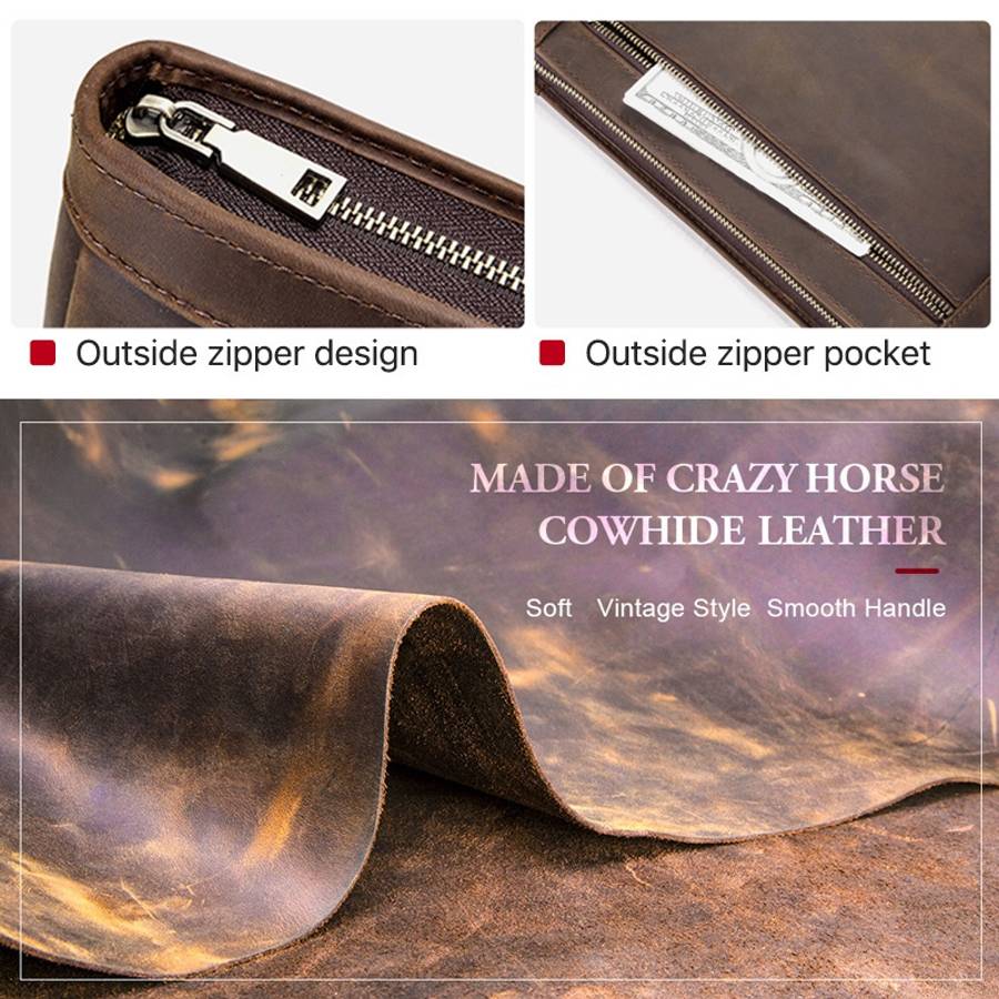 CF2015 For iPad Pro 11 / 10.5 / 9.7 inch Retro Crazy Horse Texture Zipper Multifunctio ... (Black)