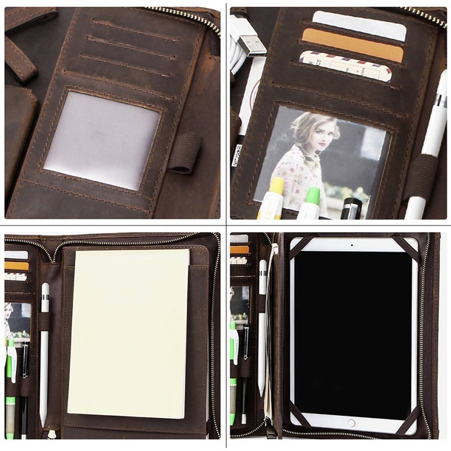 CF2015 For iPad Pro 11 / 10.5 / 9.7 inch Retro Crazy Horse Texture Zipper Multifunctio ... (Black)