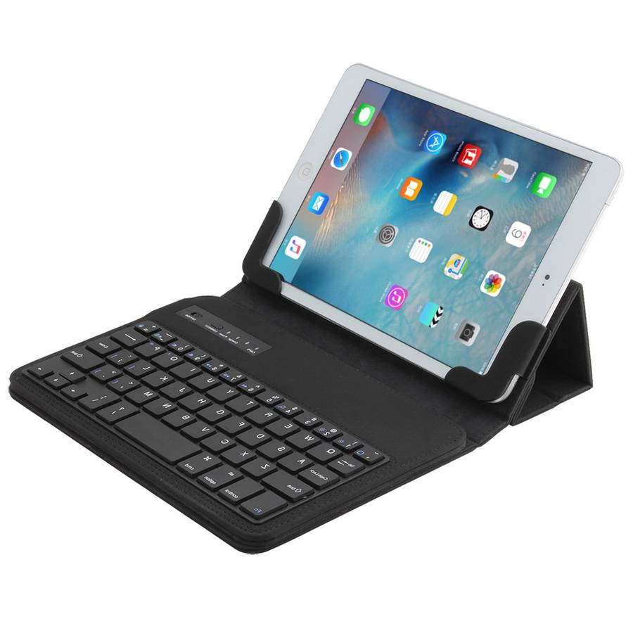 Universal Bluetooth V3.0 Keyboard Detachable PU Leather Tablet Case for 7-8 inch Tablet PC(Black)