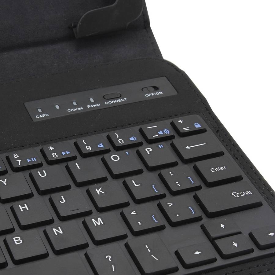 Universal Bluetooth V3.0 Keyboard Detachable PU Leather Tablet Case for 7-8 inch Tablet PC(Black)