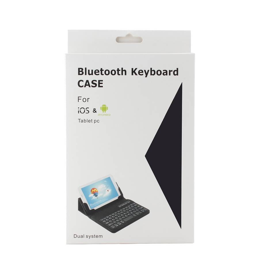 Universal Bluetooth V3.0 Keyboard Detachable PU Leather Tablet Case for 7-8 inch Tablet PC(Black)