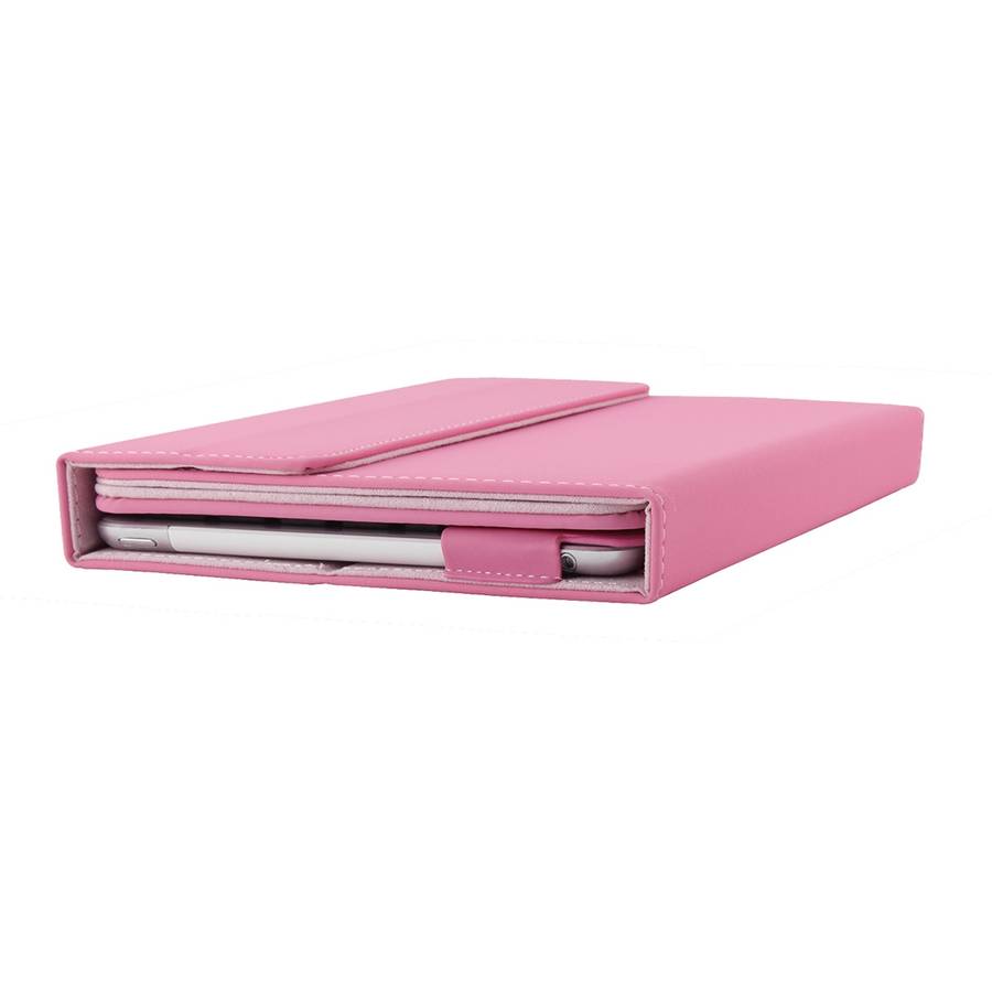 Universal Bluetooth V3.0 Keyboard Detachable PU Leather Tablet Case for 7-8 inch Tablet PC(Pink)