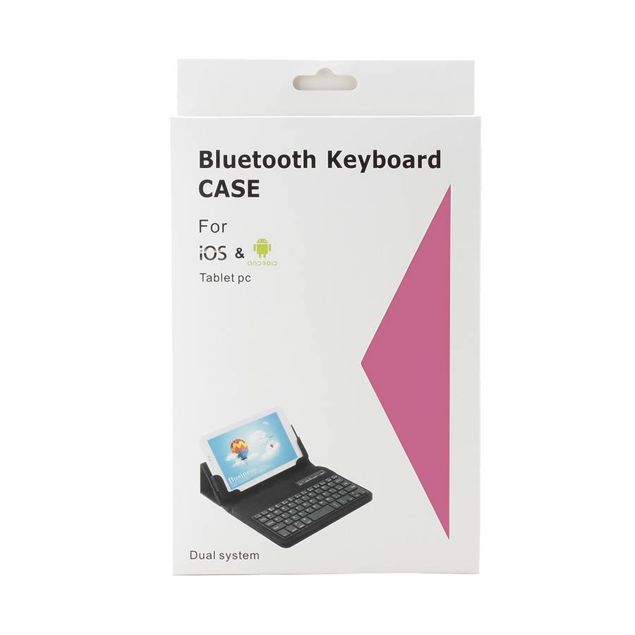 Universal Bluetooth V3.0 Keyboard Detachable PU Leather Tablet Case for 7-8 inch Tablet PC(Pink)