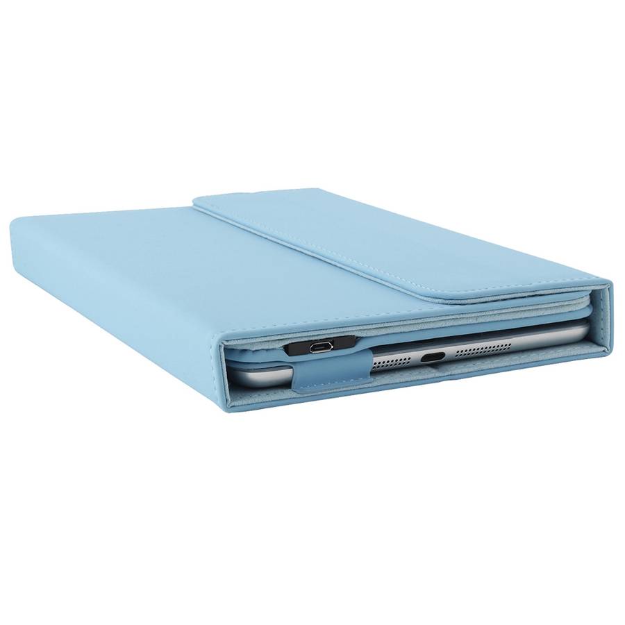 Universal Bluetooth V3.0 Keyboard Detachable PU Leather Tablet Case for 7-8 inch Tablet PC(Blue)