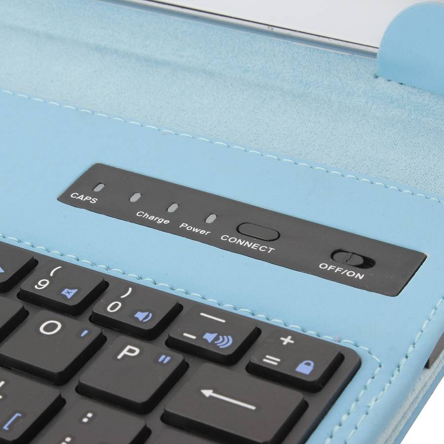 Universal Bluetooth V3.0 Keyboard Detachable PU Leather Tablet Case for 7-8 inch Tablet PC(Blue)
