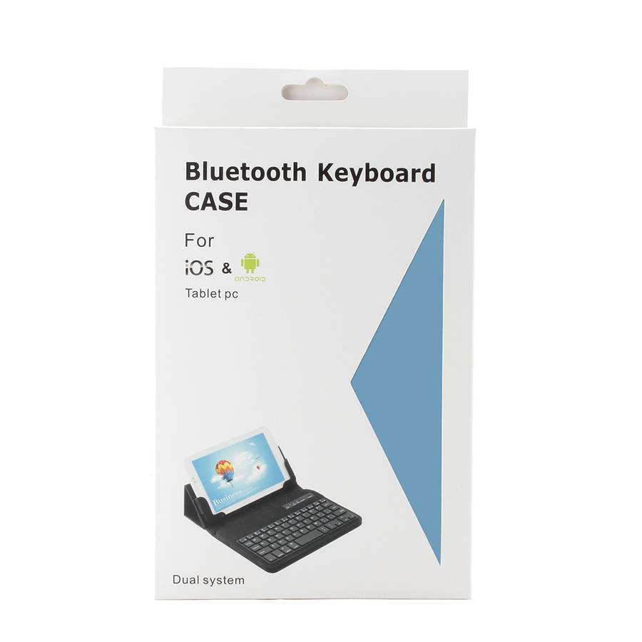 Universal Bluetooth V3.0 Keyboard Detachable PU Leather Tablet Case for 7-8 inch Tablet PC(Blue)