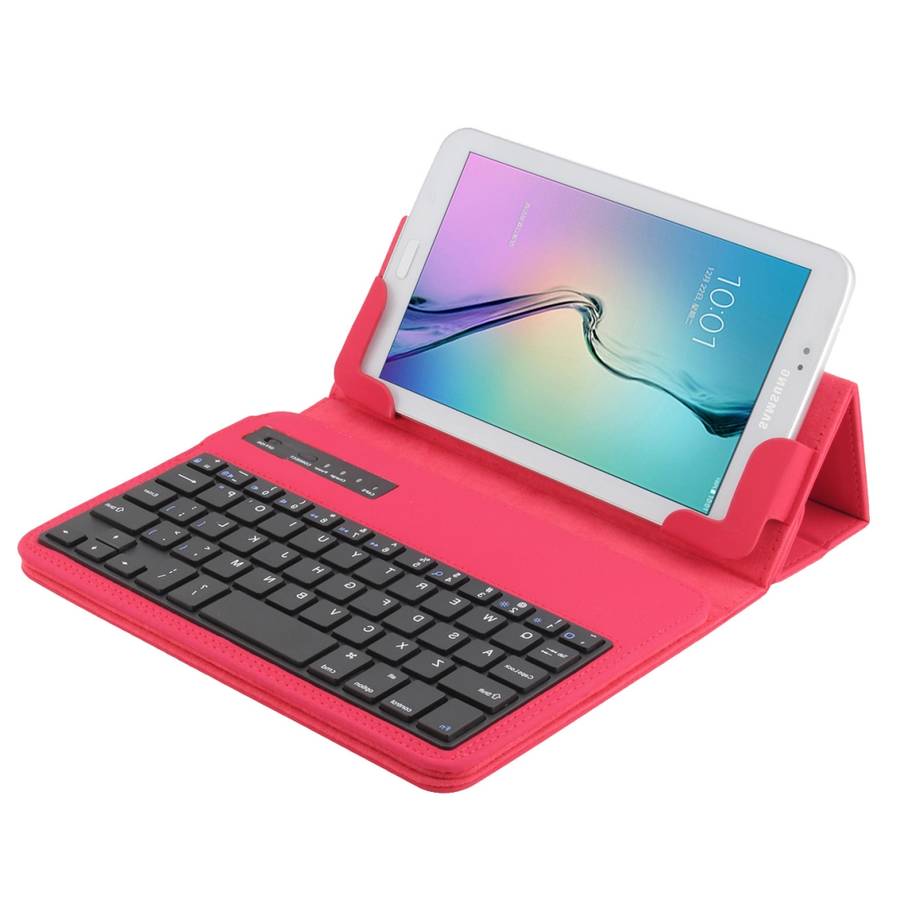 Universal Bluetooth V3.0 Keyboard Detachable PU Leather Tablet Case for 7-8 inch Tablet PC(Red)