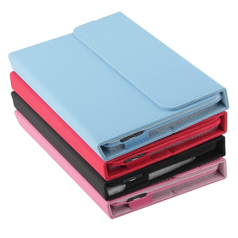 Universal Bluetooth V3.0 Keyboard Detachable PU Leather Tablet Case for 7-8 inch Tablet PC(Blue)